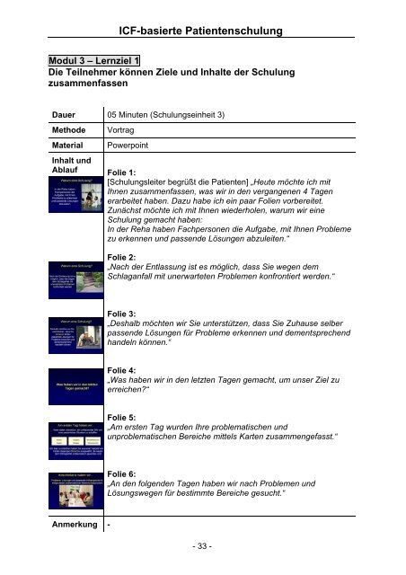 ICF-basierte Patientenschulung Manual