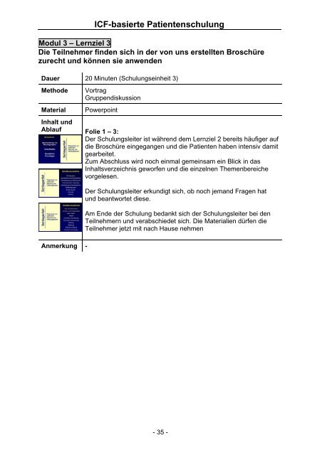 ICF-basierte Patientenschulung Manual