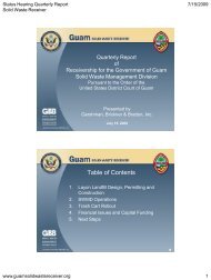 of the Quarterly Report - Guam Solid Waste Receivership