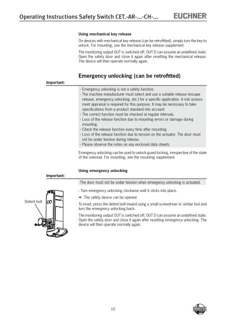 Operating Instructions Non-Contact Safety Switch CET.-AR-...-CH ...