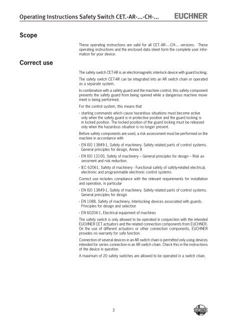 Operating Instructions Non-Contact Safety Switch CET.-AR-...-CH ...