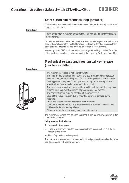 Operating Instructions Non-Contact Safety Switch CET.-AR-...-CH ...