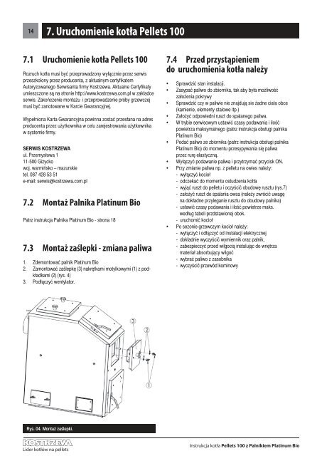 instrukcja montaÃ…Â¼u i obsÃ…Â‚ugi kotÃ…Â‚a Pellets 100 - Polmark