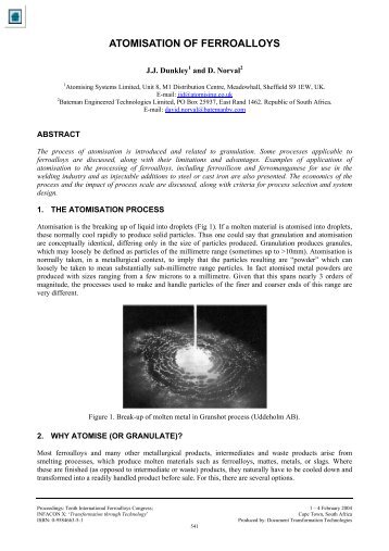 Atomisation of Ferroalloys - Pyro.co.za