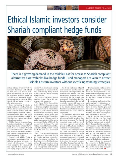 Access to Islamic Hedge Funds - Incisive Media