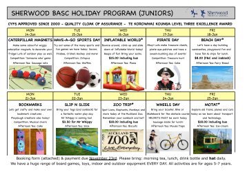 sherwood basc holiday program (juniors) - Sherwood School