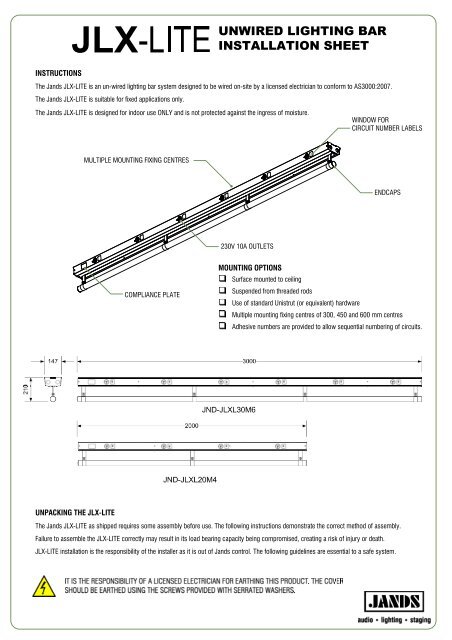 JLX-LITE Installation Sheet - Jands