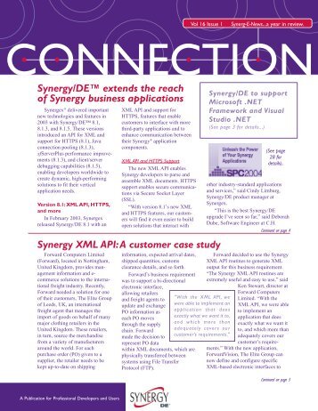 Synergy XML API: A customer case study Synergy/DE ... - Synergex