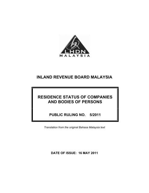 Residence Status Of Companies And Bodies Of Persons