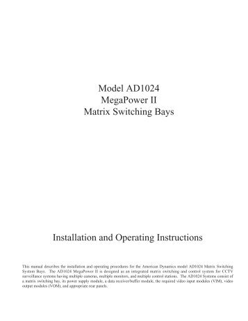 AD1024 MegaPower II Matrix Switching Bays ... - IP CCTV GmbH