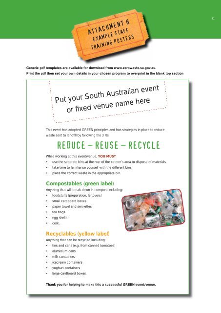 Zero Waste SA guidelines for managing waste at events and venues