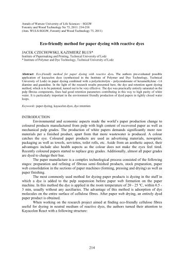 Eco-friendly method for paper dyeing with reactive dyes - Annals of ...