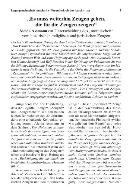 Ausgabe 1/2009 - Lagergemeinschaft Auschwitz