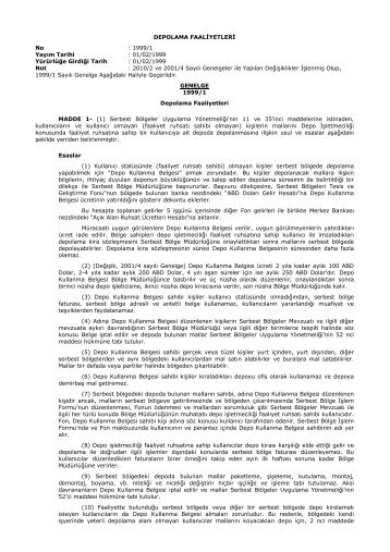 Depolama Faaliyetlerine Ä°liÅkin 2010/2, 2001/4 ve 1999/1 SayÄ±lÄ± ...