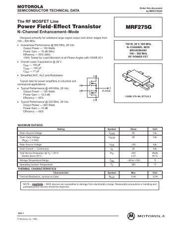 Power Field-Effect Transistor MRF275G