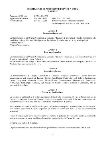 DOCG Taurasi - Regione Campania