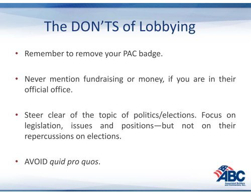 ABC's of Lobbying - Associated Builders and Contractors