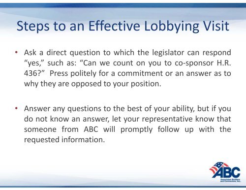 ABC's of Lobbying - Associated Builders and Contractors