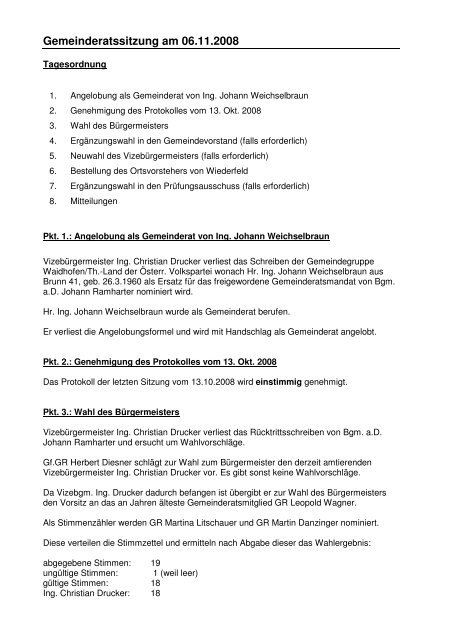 Gemeinderatssitzungsprotokoll (25 KB) - .PDF - Waidhofen an der ...