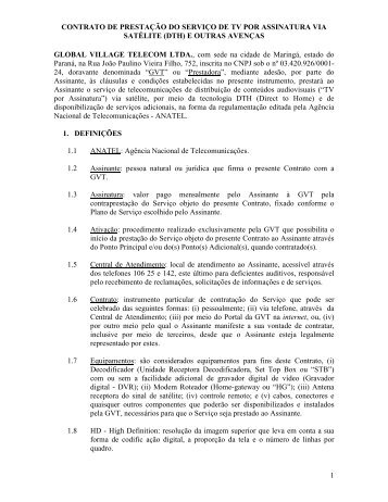 Contrato de prestaÃ§Ã£o do serviÃ§o de TV por - GVT