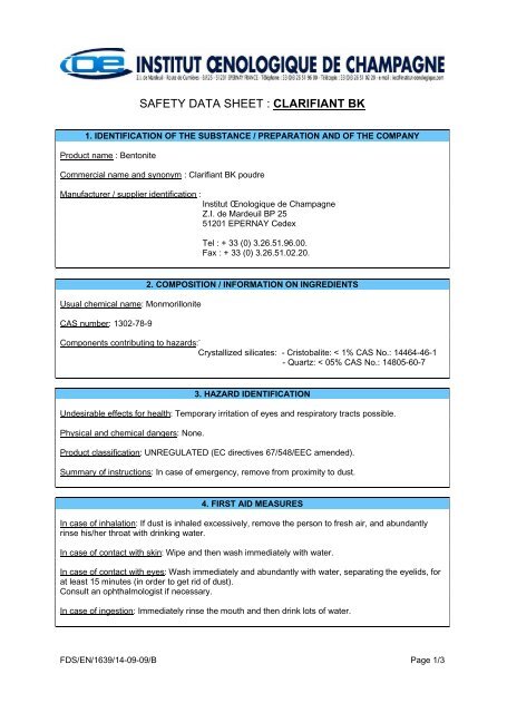 Clarifiant BK MSDS