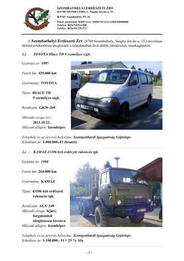 - 1 - A Szombathelyi ErdÃ©szeti Zrt. (9700 ... - admin.balaton.cn
