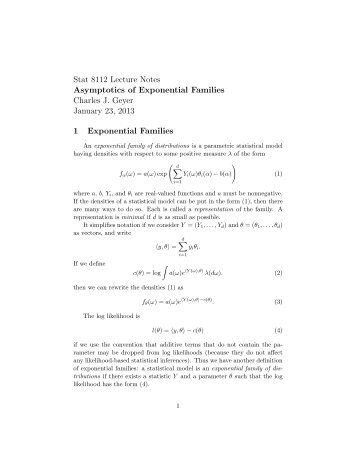 Stat 8112 Lecture Notes Asymptotics of Exponential Families ...