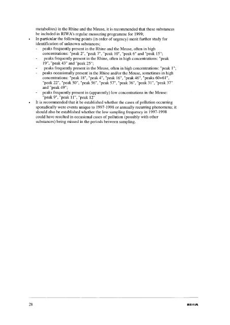 Organic micropollutants in Rhine and Meuse a - Riwa