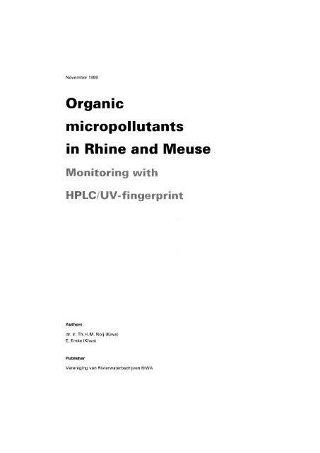 Organic micropollutants in Rhine and Meuse a - Riwa