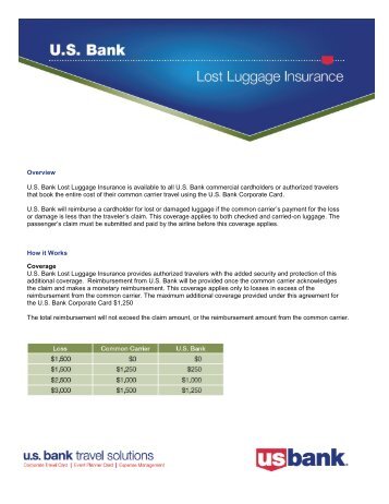 US Bank Lost Luggage Insurance