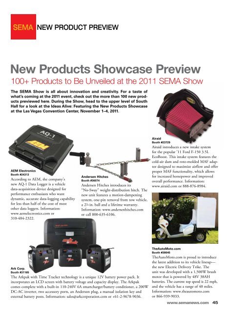 New Products Showcase Preview - Sema