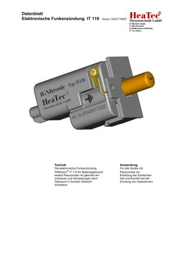 Datenblatt Elektronische Funkenzündung IT 110 Status ... - heatec.de