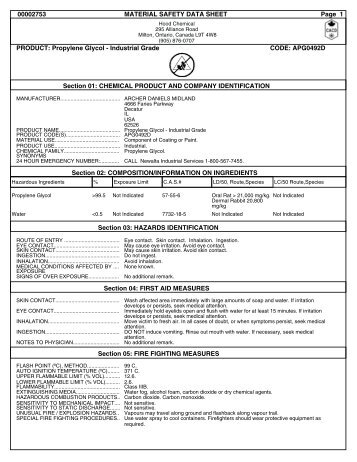 Corn Glycol MSDS - Hood Chemical