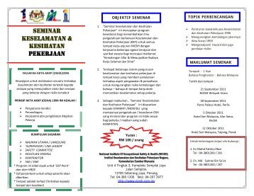 SEMINAR KESELAMATAN & KESIHATAN PEKERJAAN - NIOSH