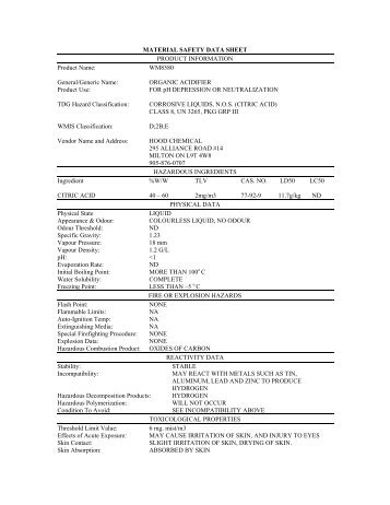 MSDS - WM 8580 - Hood Chemical