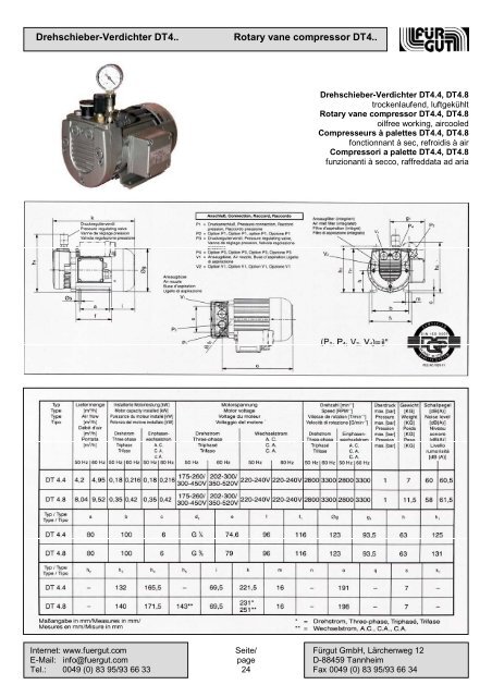 Drehschieber-Verdichter DT4.. Rotary vane compressor DT4.. - Fürgut