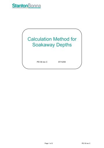 Calculation Method for Soakaway Depths - Stanton Bonna