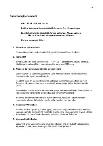 Enduron lajiparlamentti2009.pdf - Suomen Moottoriliitto SML ry.