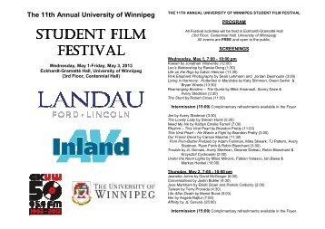 student film festival - Theatre Uwinnipeg - University of Winnipeg