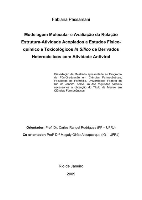 Modelagem molecular e avaliação da relação estrutura ... - UFRJ