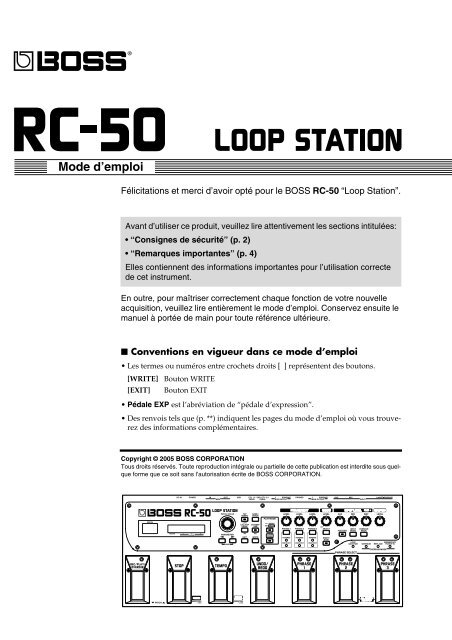 RC-50 Mode d'emploi - Roland