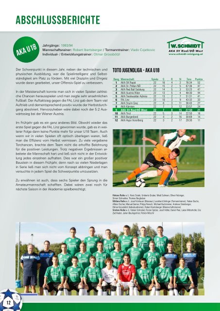 Jahresbericht 2010/11 - W.Schmidt Fußballakademie SV Ried