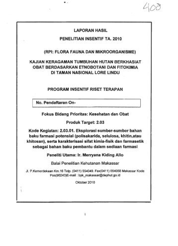 kajian keragaman tumbuhan hutan berkhasiat ob - KM Ristek