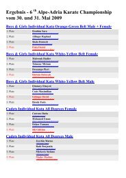 Ergebnisliste AAKF 2009 - Karate Hayashi St. PÃ¶lten