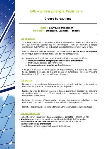 Groupe Bureautique - Enjeu Energie Positive