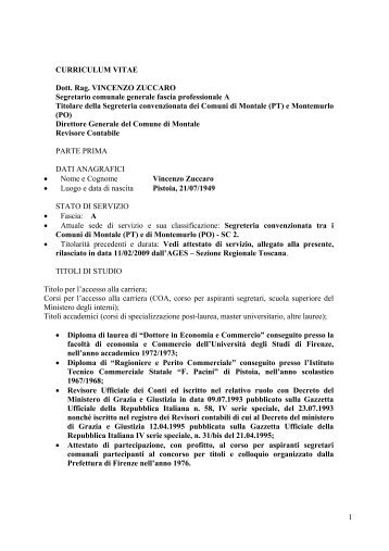 curriculum vitae - Comune di Montale