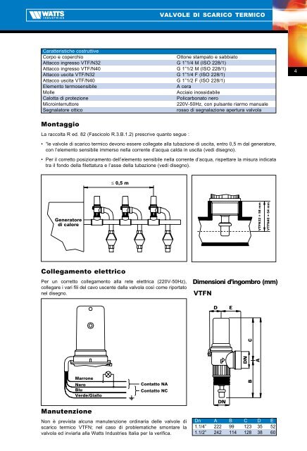 Valvole di scarico termico Serie VTFN - WATTS industries