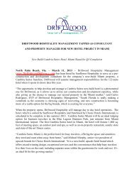 Driftwood Hospitality Management Tapped as Consultant and ...