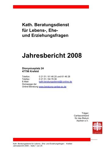 Jahresbericht 2008 - Erziehungsberatung im Bistum Aachen