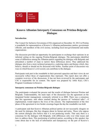 Kosovo Albanian Interparty Consensus on Pristina-Belgrade Dialogue